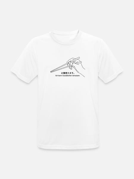 Ich kann Essstäbchen benutzen - Männer T-Shirt atmungsaktiv - Weiß