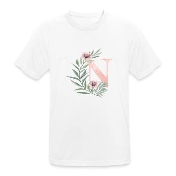 Lettre N avec des fleurs - T-shirt respirant Homme - blanc - Devant - AI Model Male 185 dark (185cm)