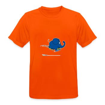 Der Elefant - hüpfend - Männer T-Shirt atmungsaktiv - Neonorange - Vorne - AI Model Male 185 dark (185cm)