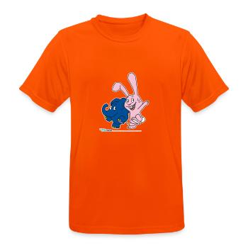 Elefant und Hase hüpfen - Männer T-Shirt atmungsaktiv - Neonorange - Vorne - AI Model Male 185 dark (185cm)
