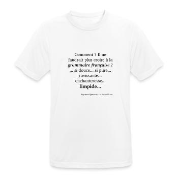 Queneau-Grammaire - T-shirt respirant Homme - blanc - Devant - AI Model Male 185 dark (185cm)