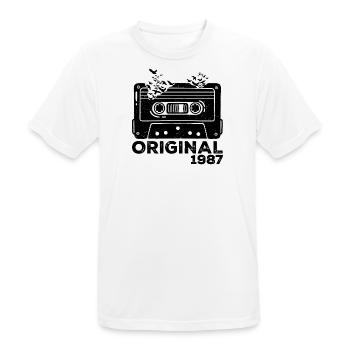 Année de naissance 1987 Cassette 1987 Anniversaire 1987 - T-shirt respirant Homme - blanc - Devant - AI Model Male 185 dark (185cm)