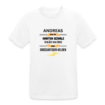 Andreas harte Schale eines Großartigen Helden - Männer T-Shirt atmungsaktiv - Weiß - Vorne - AI Model Male 185 dark (185cm)