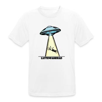 Ufo, Lastenfahrrad, Lastenrad, Cargobike, Aliens - Männer T-Shirt atmungsaktiv - Weiß - Vorne - AI Model Male 185 dark (185cm)