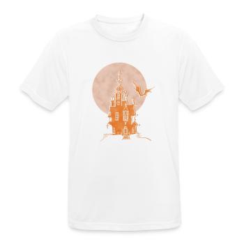 Château, Boho Line Art Design, Série « Halloween » - T-shirt respirant Homme - blanc - Devant - AI Model Male 185 dark (185cm)