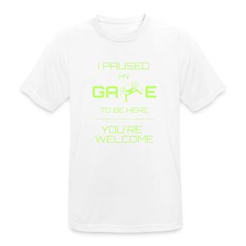 Ich habe mein Spiel Lime pausiert - Männer T-Shirt atmungsaktiv - Weiß - Vorne - AI Model Male 185 dark (185cm)
