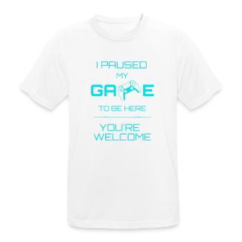I paused my game to be here - Blue - Men's Breathable T-Shirt - white - Front - AI Model Male 185 dark (185cm)
