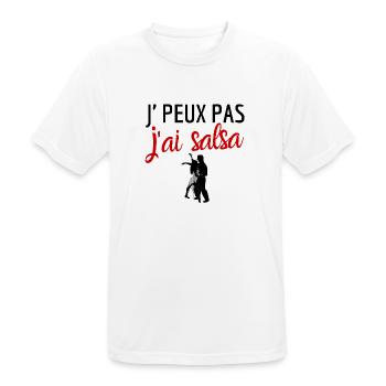 Je peux pas j'ai salsa humour - T-shirt respirant Homme - blanc - Devant - AI Model Male 185 dark (185cm)