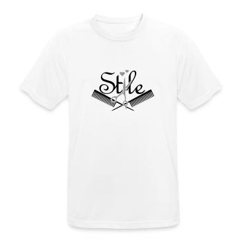 Style vom Frisör / hair style (2c) - Männer T-Shirt atmungsaktiv - Weiß - Vorne - AI Model Male 185 dark (185cm)