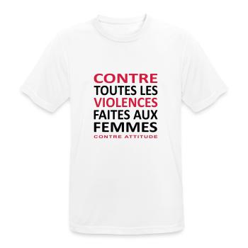 CONTRE TOUTES LES VIOLENCES FAITES AUX FEMMES - T-shirt respirant Homme - blanc - Devant - AI Model Male 185 dark (185cm)