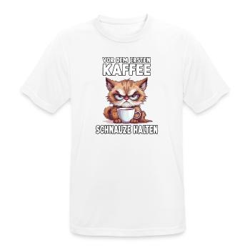 Geschenk für Katzenbesitzer und Morgenmuffel - Männer T-Shirt atmungsaktiv - Weiß - Vorne - AI Model Male 185 dark (185cm)