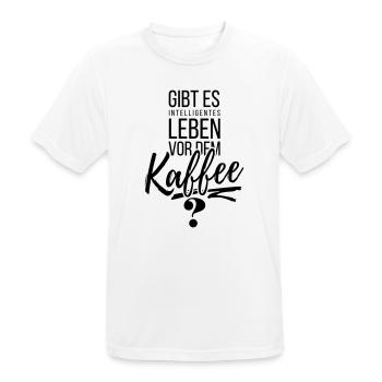 Gibt es Leben vor dem Kaffee - Männer T-Shirt atmungsaktiv - Weiß - Vorne - AI Model Male 185 dark (185cm)