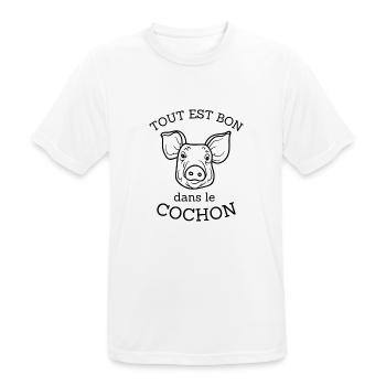 T-shirt tout est bon dans le cochon cadeau - T-shirt respirant Homme - blanc - Devant - AI Model Male 185 dark (185cm)