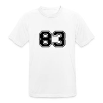 83_Nummer_83_(s31) - Männer T-Shirt atmungsaktiv - Weiß - Vorne - AI Model Male 185 dark (185cm)