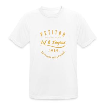 « Petitou 1989 » - T-shirt respirant Homme - blanc - Devant - AI Model Male 185 dark (185cm)