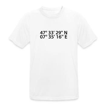 Basel Koordinaten - Männer T-Shirt atmungsaktiv - Weiß - Vorne - AI Model Male 185 dark (185cm)
