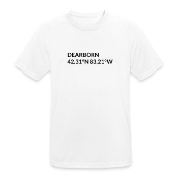 Coordonnées de Dearborn, Michigan, États-Unis - T-shirt respirant Homme - blanc - Devant - AI Model Male 185 dark (185cm)