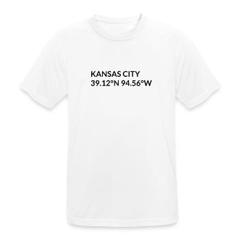 Kansas City, Missouri, USA Coordinates - Men's Breathable T-Shirt - white - Front - AI Model Male 185 dark (185cm)