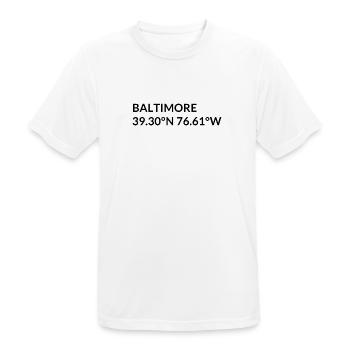 Baltimore, Maryland, USA Coordinates - Men's Breathable T-Shirt - white - Front - AI Model Male 185 dark (185cm)