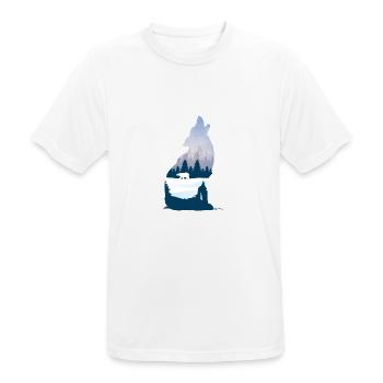 Loup hurlant en silhouette d'hiver avec forêt de conifères - T-shirt respirant Homme - blanc - Devant - AI Model Male 185 dark (185cm)