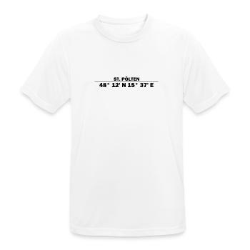 St. Pölten coordinates - Men's Breathable T-Shirt - white - Front - AI Model Male 185 dark (185cm)