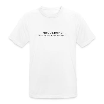 Magdeburg Koordinaten - Männer T-Shirt atmungsaktiv - Weiß - Vorne - AI Model Male 185 dark (185cm)
