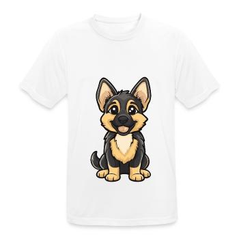 German Shepherd Dog Comic Cute - Men's Breathable T-Shirt - white - Front - AI Model Male 185 dark (185cm)