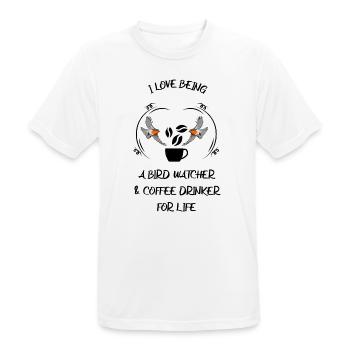 Bird Watching Bird Watching Birding Coffee - Men's Breathable T-Shirt - white - Front - AI Model Male 185 dark (185cm)