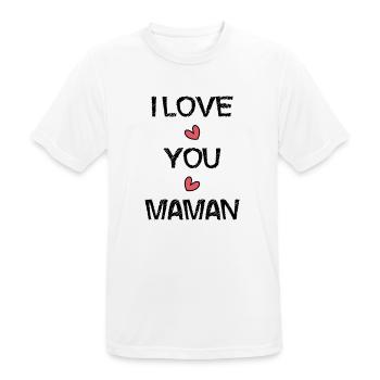 BONNE FÊTE MAMAN. MAMAN. FÊTE DES MÈRES. JE T'AIME - T-shirt respirant Homme - blanc - Devant - AI Model Male 185 dark (185cm)