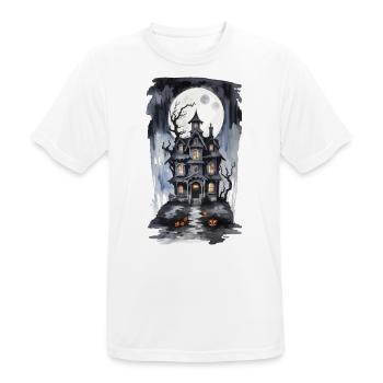 Halloween Vollmond Hexenhaus Grusel Design - Männer T-Shirt atmungsaktiv - Weiß - Vorne - AI Model Male 185 dark (185cm)