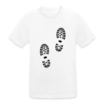 Schuhabdruck, Schuhe, Wandern - Männer T-Shirt atmungsaktiv - Weiß - Vorne - AI Model Male 185 dark (185cm)