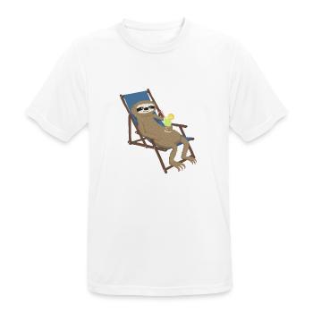 Faultier_Liegestuhl - Männer T-Shirt atmungsaktiv - Weiß - Vorne - AI Model Male 185 dark (185cm)