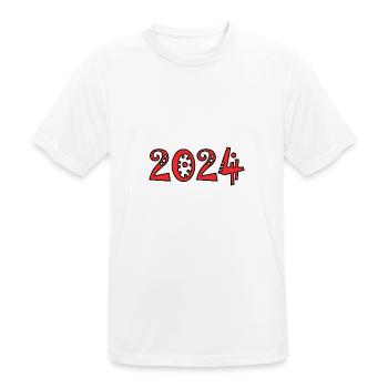 2024. WEIHNACHTEN. JAHR. JAHRESTAG. RUHESTAND. FEST - Männer T-Shirt atmungsaktiv - Weiß - Vorne - AI Model Male 185 dark (185cm)