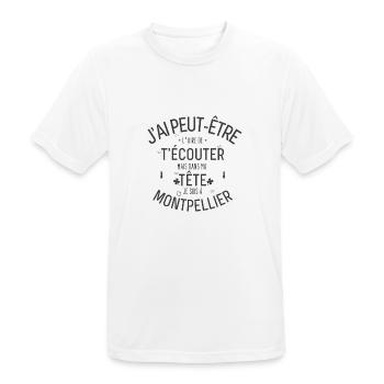 Dans ma Tête je suis à Montpellier - T-shirt respirant Homme - blanc - Devant - AI Model Male 185 dark (185cm)