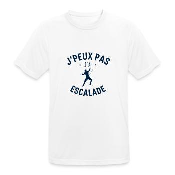 J peux pas j ai escalade - T-shirt respirant Homme - blanc - Devant - AI Model Male 185 dark (185cm)