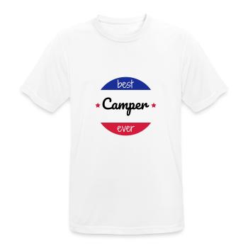 Camping / Camper / Campeur / Camp / Scout - Men's Breathable T-Shirt - white - Front - AI Model Male 185 dark (185cm)