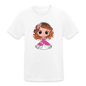 Princesse rousse aux yeux verts et une robe rose - T-shirt respirant Homme - blanc - Devant - AI Model Male 185 dark (185cm)