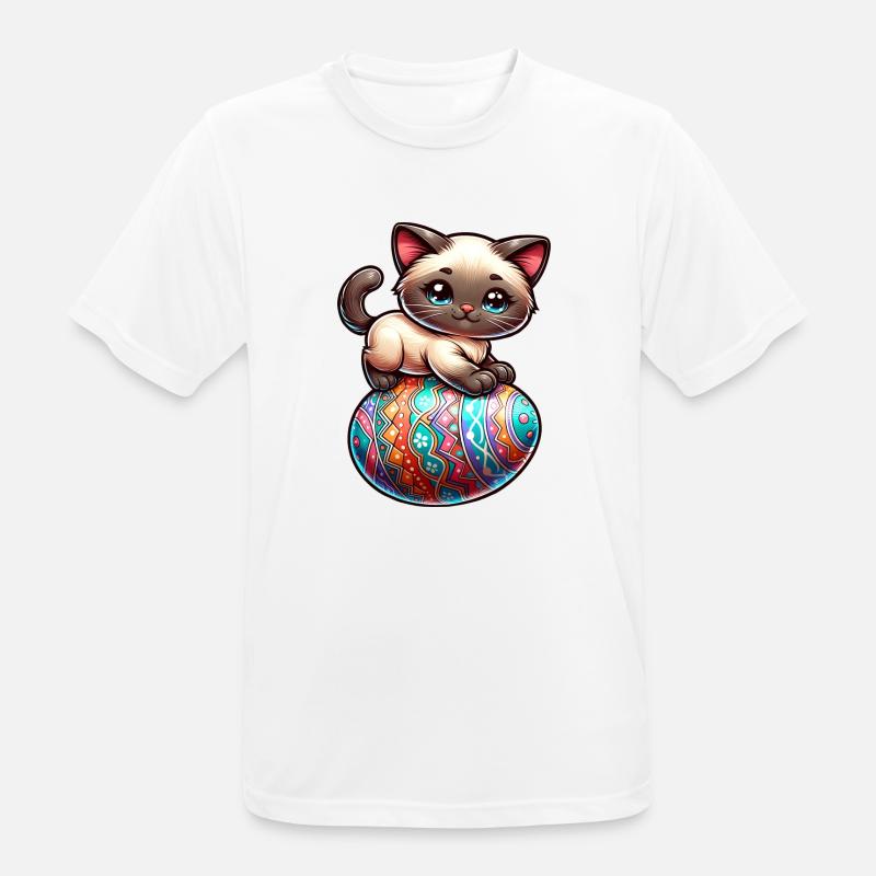 Siamese cat on easter egg - Men's Breathable T-Shirt - white