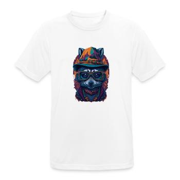 Mignon raton laveur avec chapeau et drôles de lunettes - T-shirt respirant Homme - blanc - Devant - AI Model Male 185 dark (185cm)