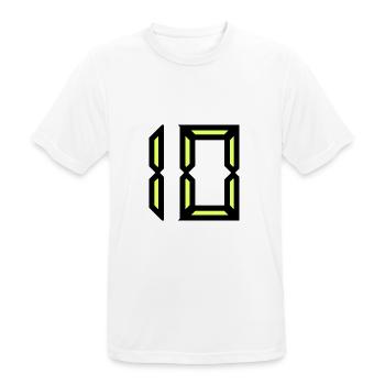 10 ANS. 10e ANNIVERSAIRE. ANNIVERSAIRE 10 ANS. 10 - T-shirt respirant Homme - blanc - Devant - AI Model Male 185 dark (185cm)