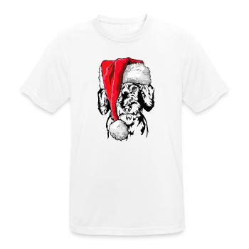 Santa Wire-haired Dachshund Christmas Dogs Wilsigns - Men's Breathable T-Shirt - white - Front - AI Model Male 185 dark (185cm)