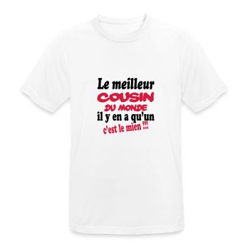 Le meilleur cousin du monde c'est le mien !!! - T-shirt respirant Homme - blanc - Devant - AI Model Male 185 dark (185cm)