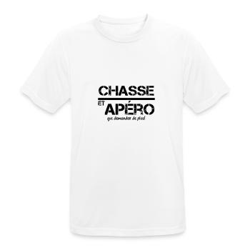 chasse et apéro - T-shirt respirant Homme - blanc - Devant - AI Model Male 185 dark (185cm)