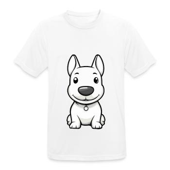 Bull Terrier Chien Bande Dessinée Mignon - T-shirt respirant Homme - blanc - Devant - AI Model Male 185 dark (185cm)