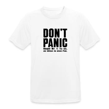 "DON'T PANIC" – The cult shirt - Men's Breathable T-Shirt - white - Front - AI Model Male 185 dark (185cm)