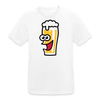 Happy Bierglas (Bier / Willibecher / Lustig / 3C) - Männer T-Shirt atmungsaktiv - Weiß - Vorne - AI Model Male 185 dark (185cm)