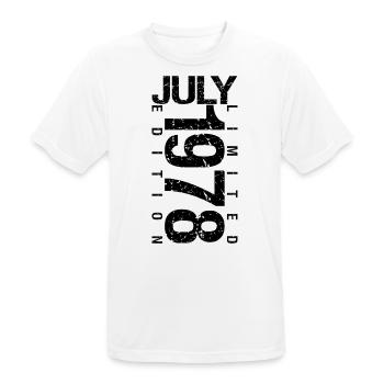 Birthday July 1978 July born in July 1978 - Men's Breathable T-Shirt - white - Front - AI Model Male 185 dark (185cm)