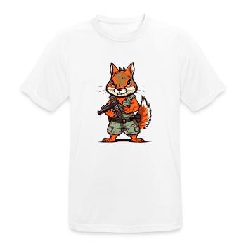 Eichhörnchen bis an die Zähne bewaffnet - Männer T-Shirt atmungsaktiv - Weiß - Vorne - AI Model Male 185 dark (185cm)