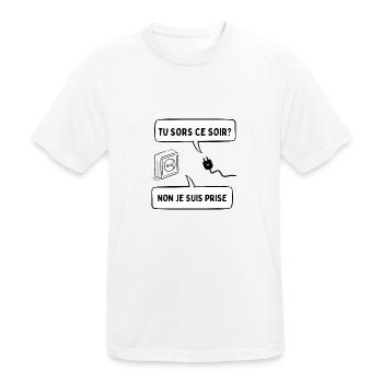 tu sors ce soir - T-shirt respirant Homme - blanc - Devant - AI Model Male 185 dark (185cm)