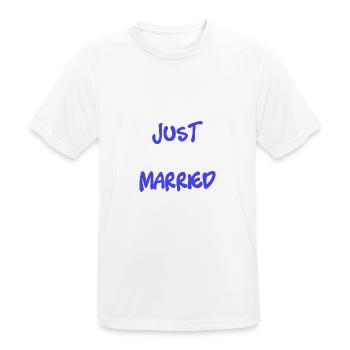 ICH HABE GERADE GEHEIRATET. Junggesellinnenabschied. VALENTINSTAG. PAAR. HERZ - Männer T-Shirt atmungsaktiv - Weiß - Vorne - AI Model Male 185 dark (185cm)
